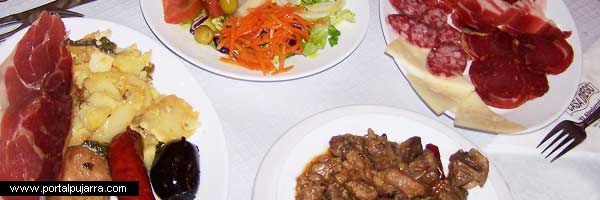Presentación mesa de la cocina y los platos del restaurante Casa Diego